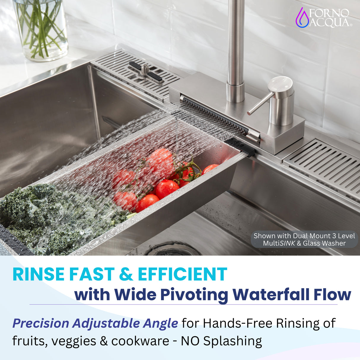 FORNO ACQUA 4 Function Waterfall Pull-Down Kitchen Faucet