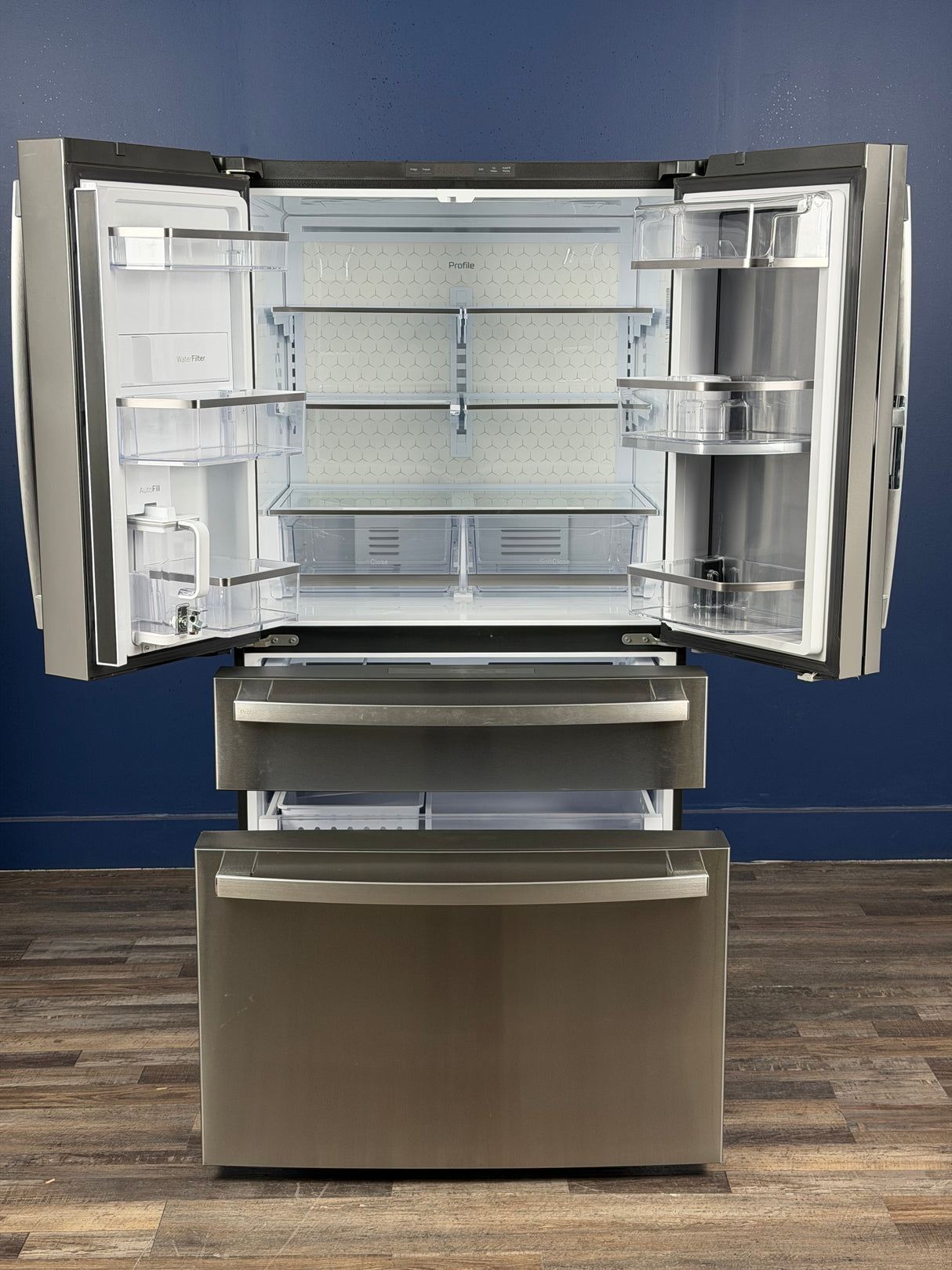 GE Profile - Profile 29 cu. ft. Smart 4-Door French-Door Refrigerator Stainless Steel w/Door in Door, Dual-Dispense AutoFill Pitcher