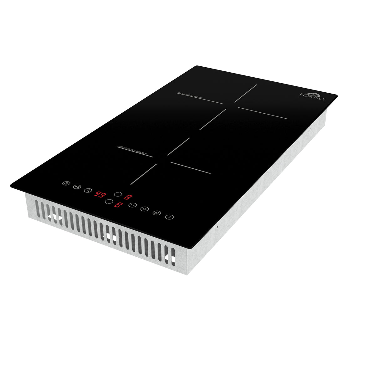 Forno Parco 12-Inch Induction Cooktop, 2 Zones, 3,600W Total Power, Touch Control, 9 Power Levels, Booster Function