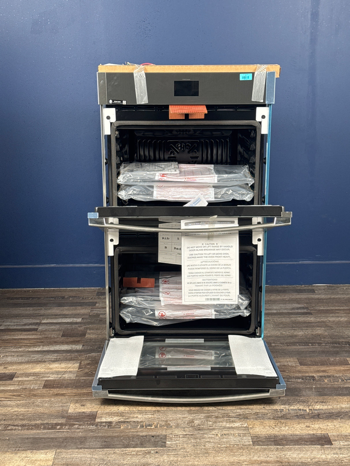 GE - 30 in. Double Smart Convection Wall Oven with No-Preheat Air Fry in Stainless Steel