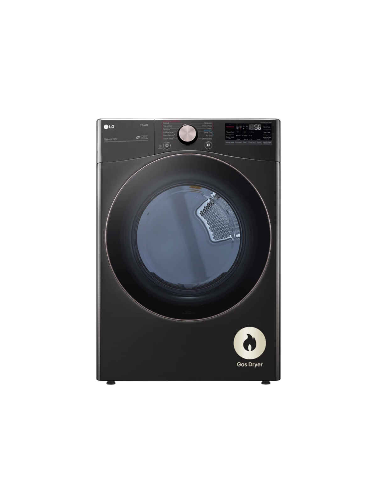 LG - 7.4 Cu. Ft. Vented SMART Stackable Gas Dryer in Black Steel with TurboSteam and Sensor Dry Technology