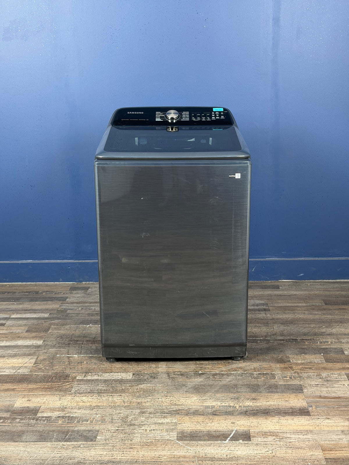Samsung - 5.4 cu. ft. Smart Top Load Washer in Brushed Navy Blue with Impeller, Super Speed Wash and Pet Care Solution