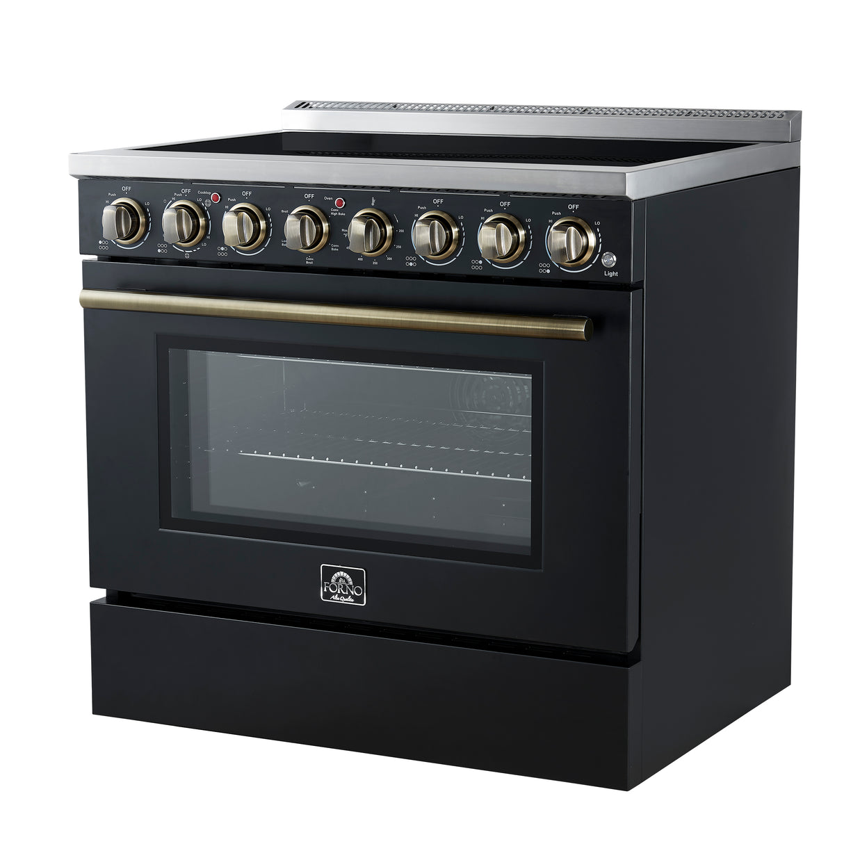 Forno Paolo 36 Inch Black Freestanding Electric Range, Stainless Steel, 5.44 cu.ft, True Convection Oven, Energy Efficient