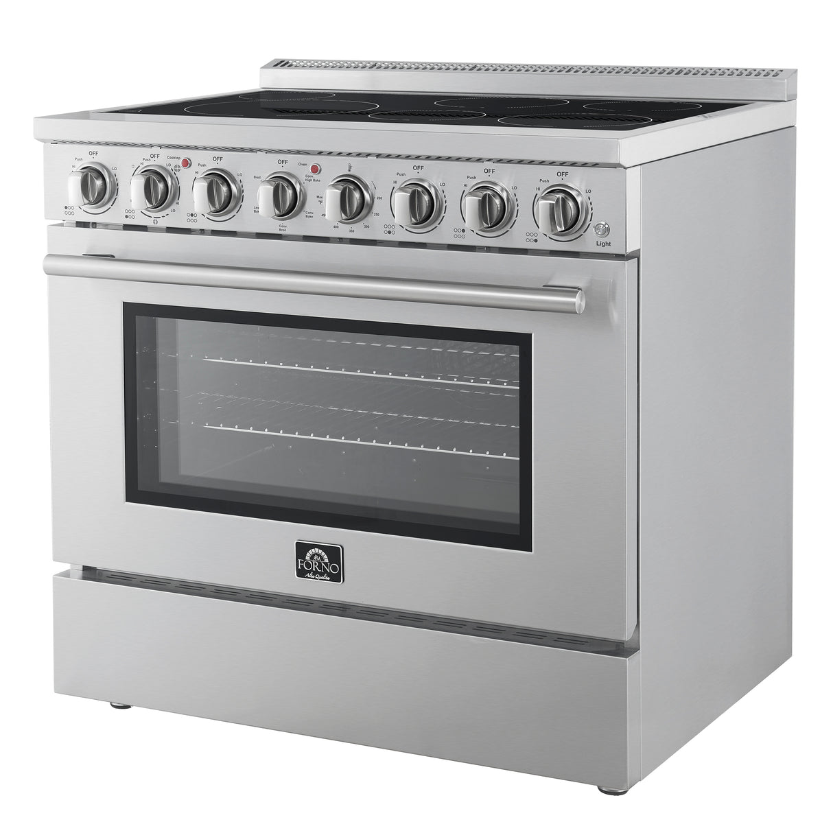 Forno Paolo 36 Inch Freestanding Electric Range, Stainless Steel, 5.44 cu.ft, True Convection Oven, Energy Efficient