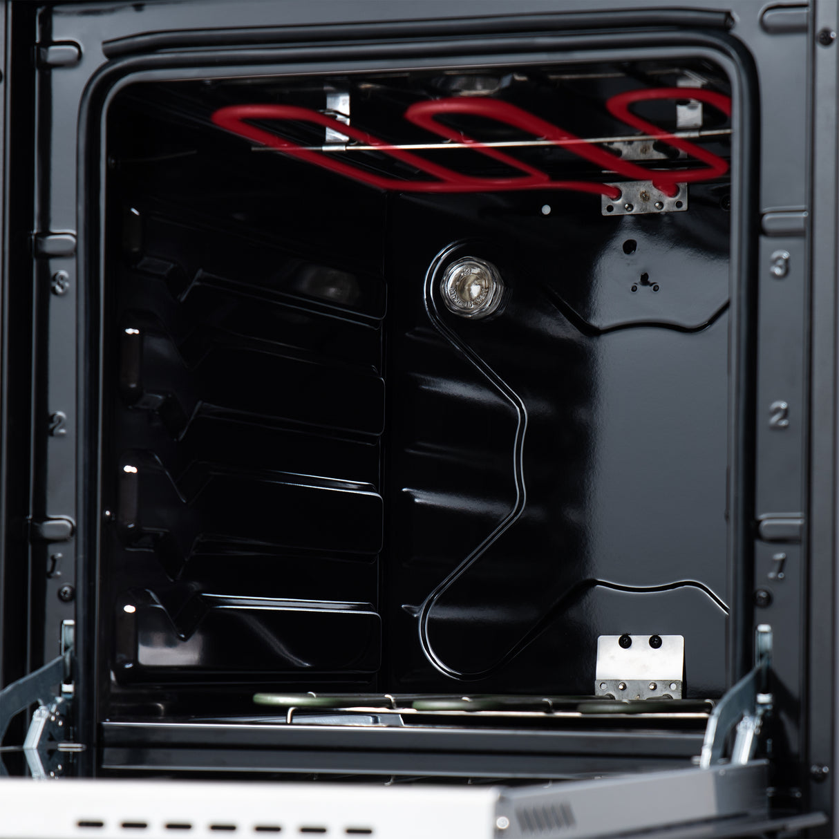 Forno Pallerano 20 Inch Freestanding Electric Range in Black with Antique Brass, Compact Design