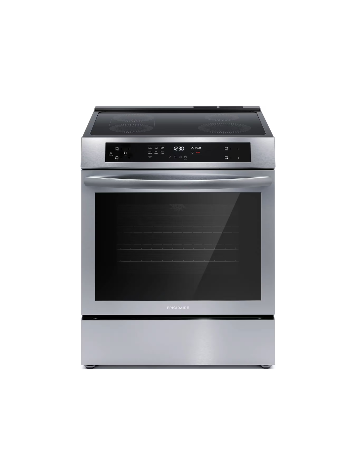 Frigidaire - 30 in 5.3 cu.ft. 4-Burner Element Slide-In Front Control Self-Cleaning Induction Range w/ Convection in Stainless Steel