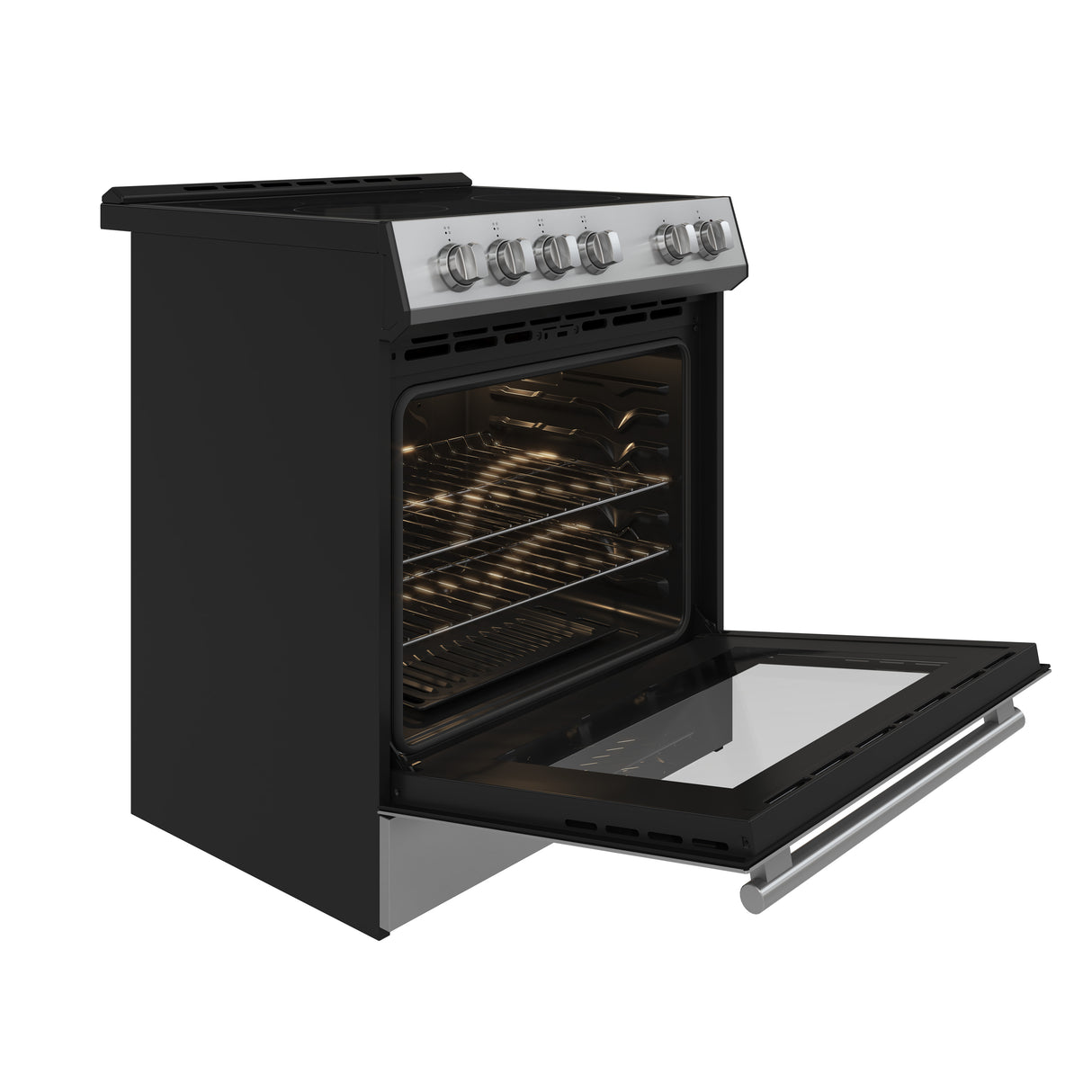 FORNO Premium 2 Pieces Kitchen Bundle - Leonardo Espresso 30-Inch White Electric Range, Moena Espresso 36-Inch White French Door Refrigerator