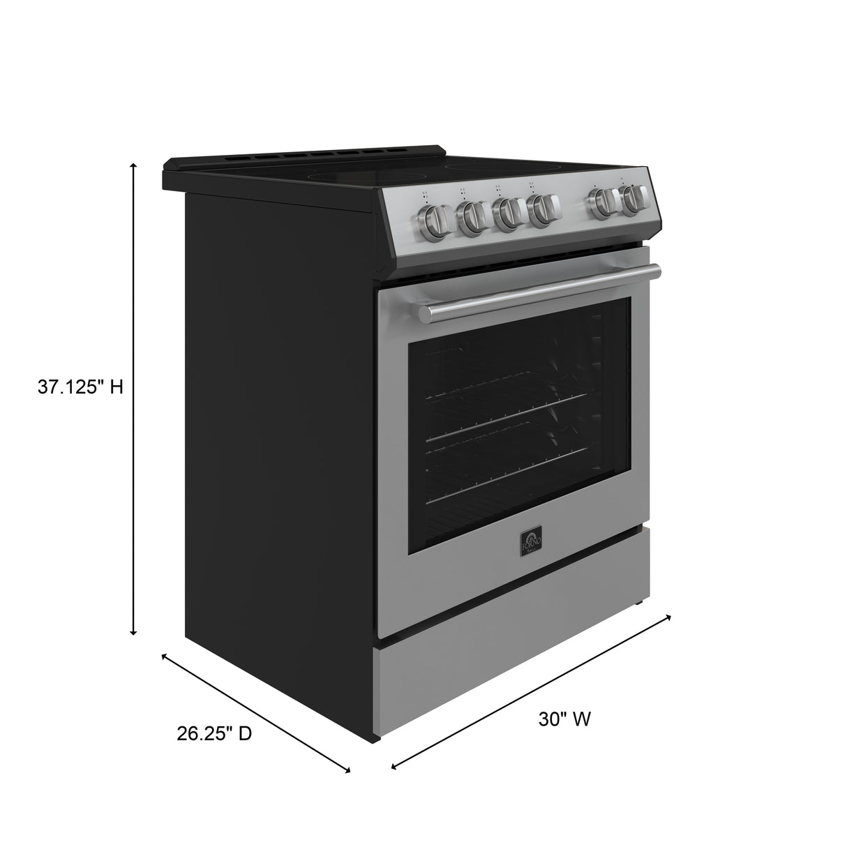 FORNO Premium 2 Pieces Kitchen Bundle - Leonardo Espresso 30-Inch White Electric Range, Moena Espresso 36-Inch White French Door Refrigerator