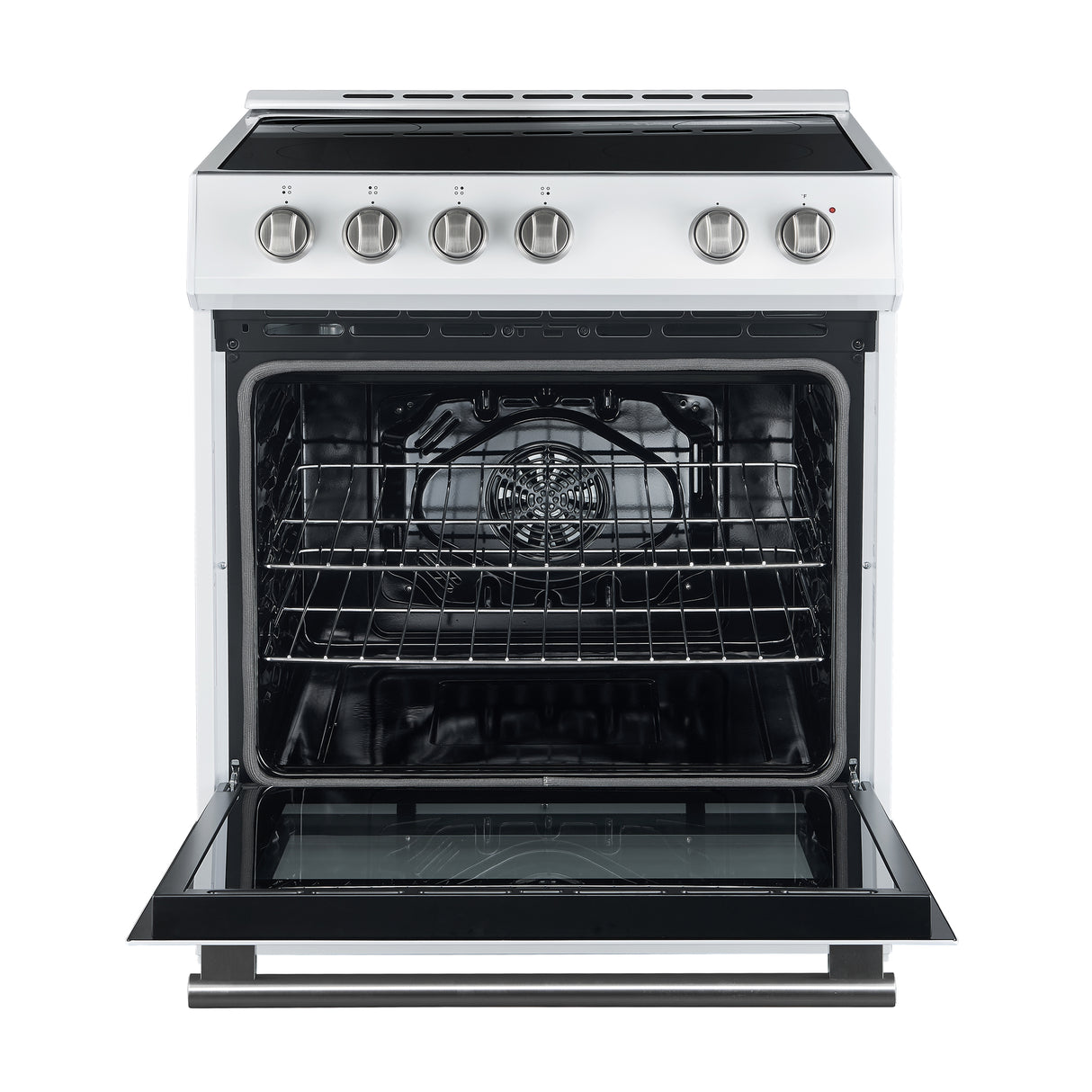 FORNO Premium 2 Pieces Kitchen Bundle - Leonardo Espresso 30-Inch White Electric Range, Moena Espresso 36-Inch White French Door Refrigerator