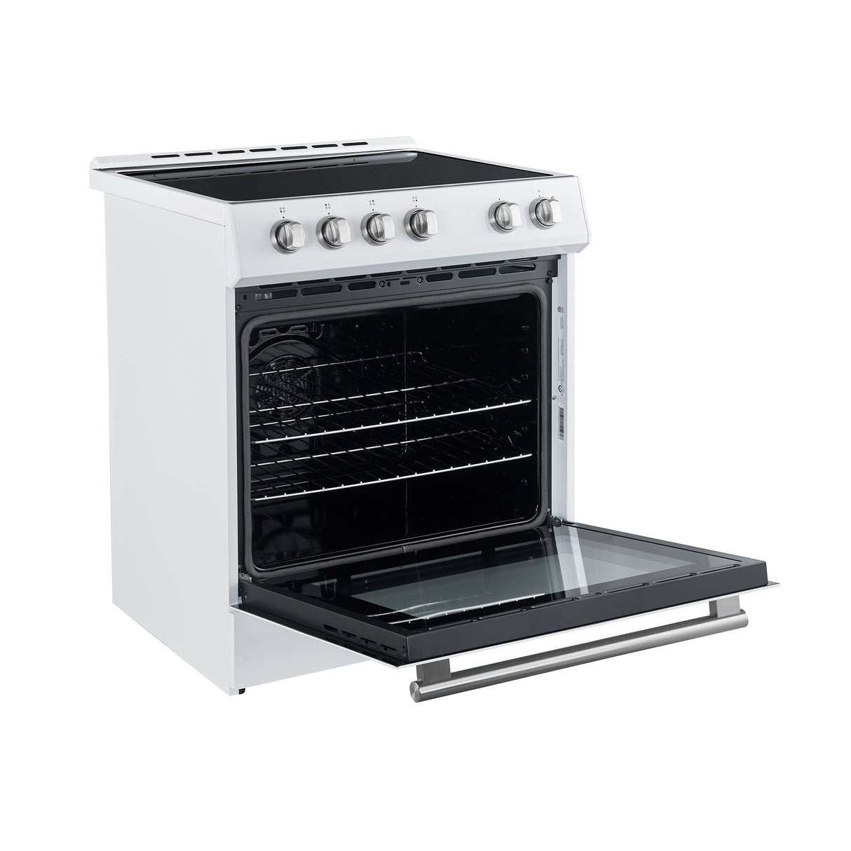 FORNO Premium 2 Pieces Kitchen Bundle - Leonardo Espresso 30-Inch White Electric Range, Moena Espresso 36-Inch White French Door Refrigerator