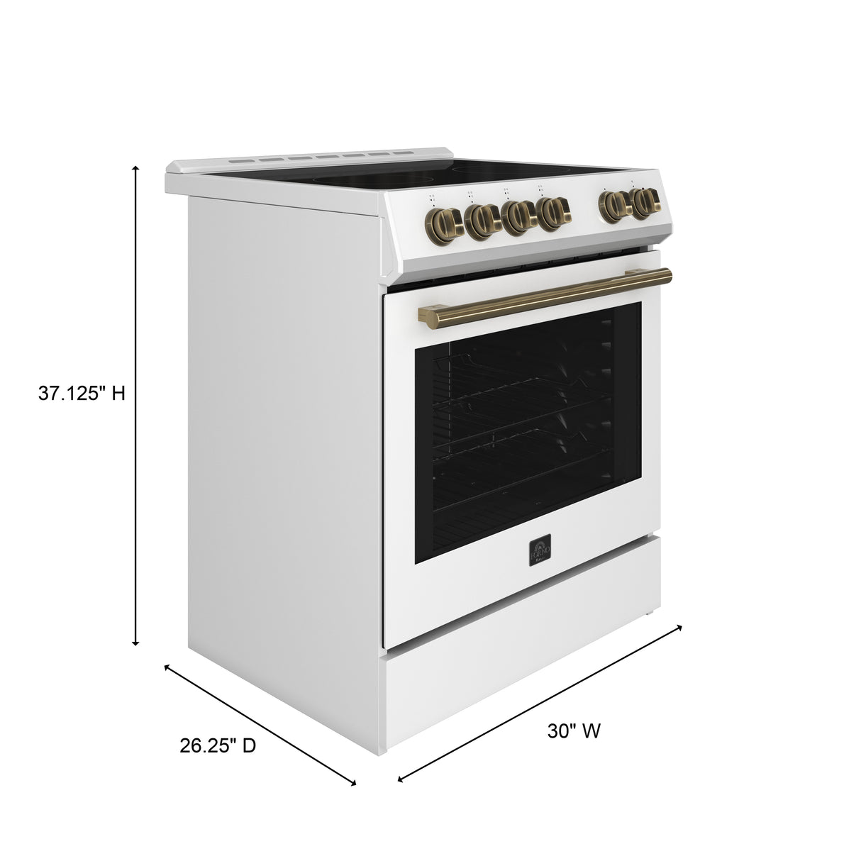 Forno 2-Piece Appliance Package - 30-Inch Electric Range and 30-Inch Refrigerator in White with Stainless Steel Handle (FBDL-003-11US)