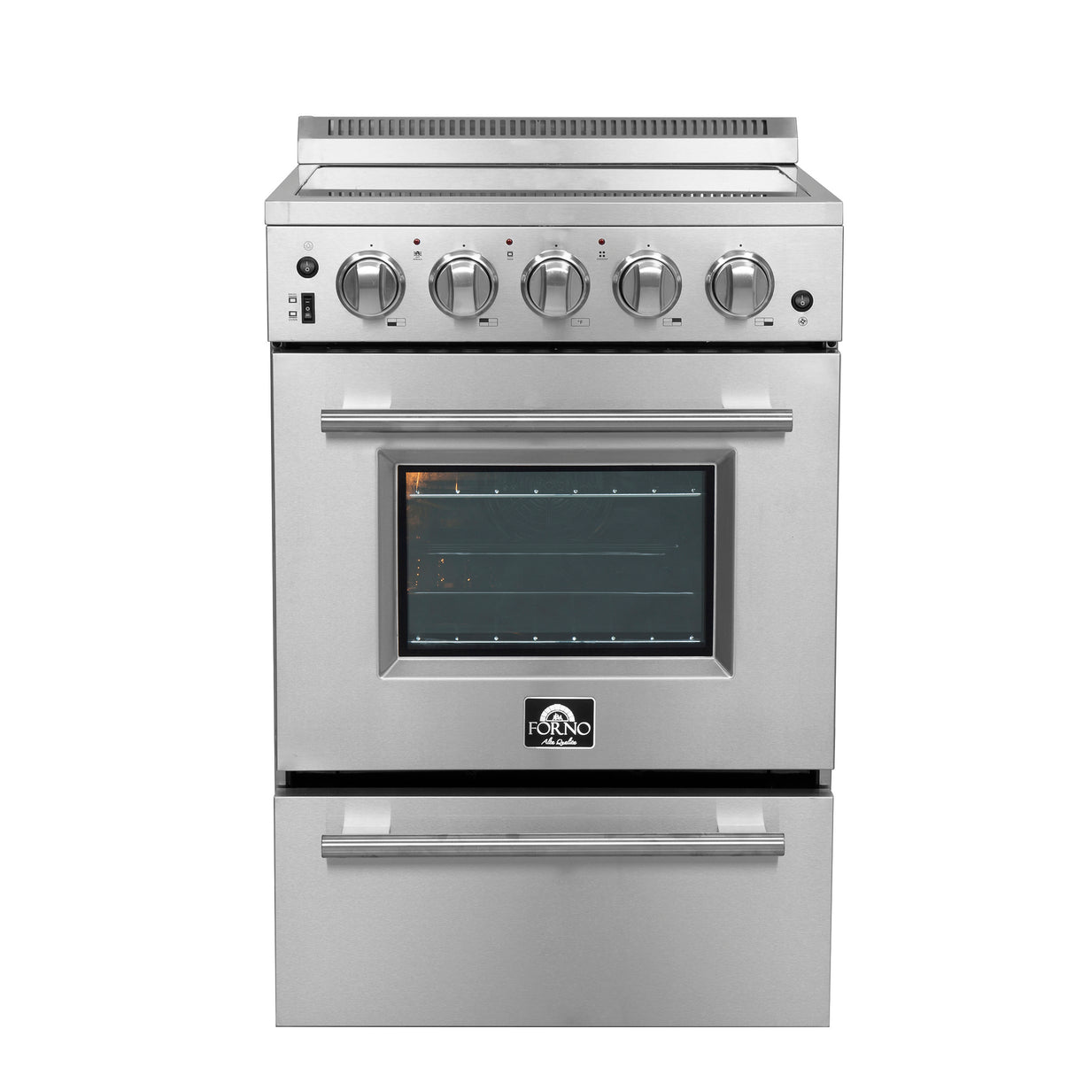 Forno Loiano 24 Inch Freestanding Electric Range Stainless Steel with Storage Drawer