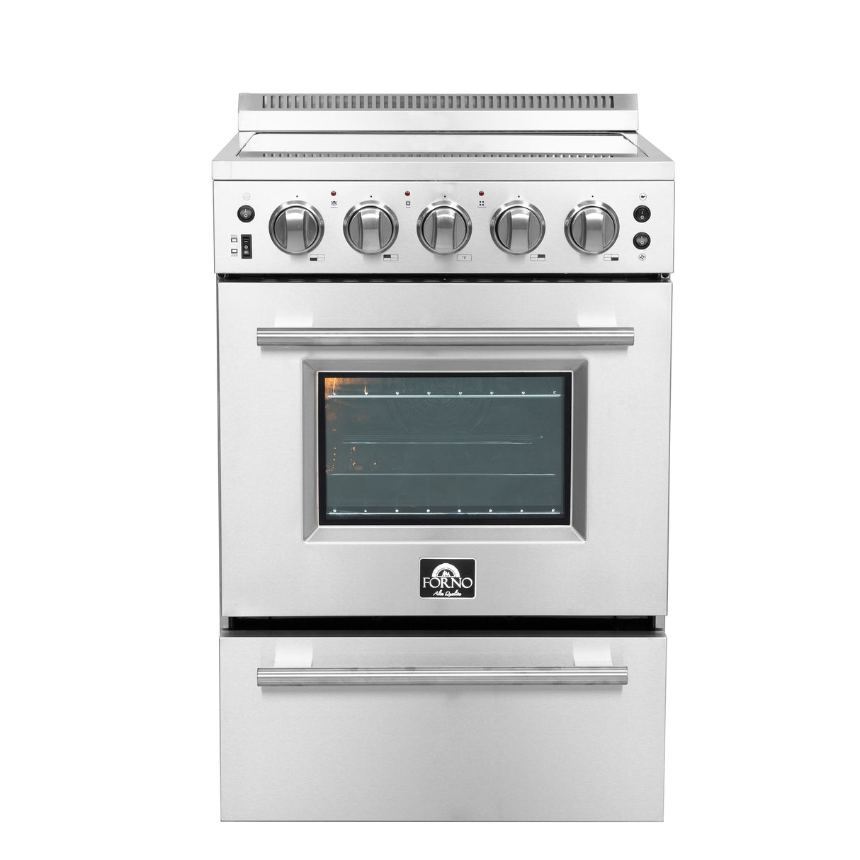 Forno Loiano 24 Inch Freestanding Electric Range Stainless Steel with Storage Drawer