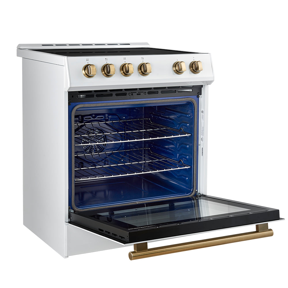 FORNO Premium 2 Pieces Kitchen Bundle - Forno Leonardo Espresso 30-Inch Slide-In White Induction Range, Forno Gallipoli Espresso 30-Inch White French Door Refrigerator - FBDL-014-10CAUS