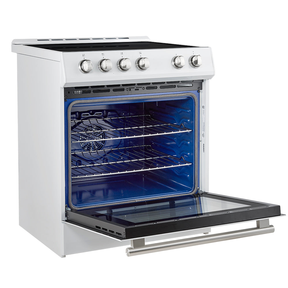FORNO Premium 2 Pieces Kitchen Bundle - Forno Leonardo Espresso 30-Inch Slide-In White Induction Range, Forno Gallipoli Espresso 30-Inch White French Door Refrigerator - FBDL-014-10CAUS