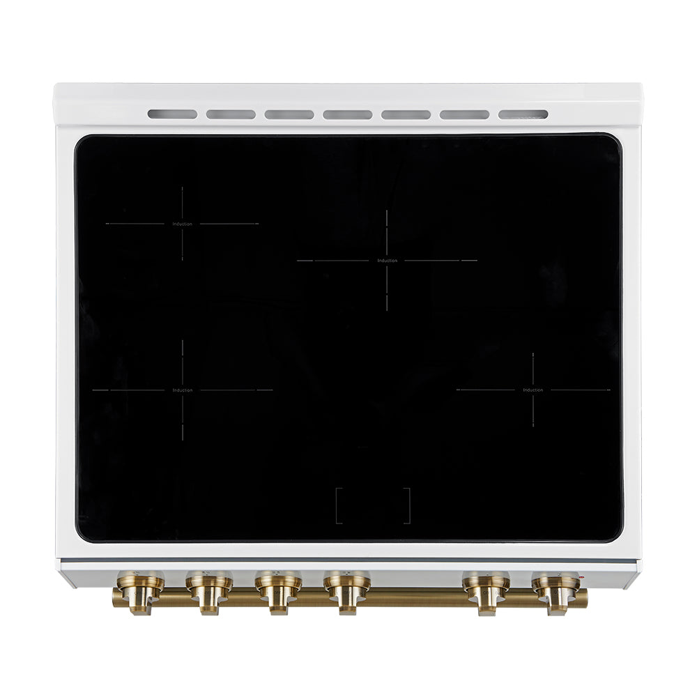 FORNO Premium 2 Pieces Kitchen Bundle - Forno Leonardo Espresso 30-Inch Slide-In White Induction Range, Forno Gallipoli Espresso 30-Inch White French Door Refrigerator - FBDL-014-10CAUS