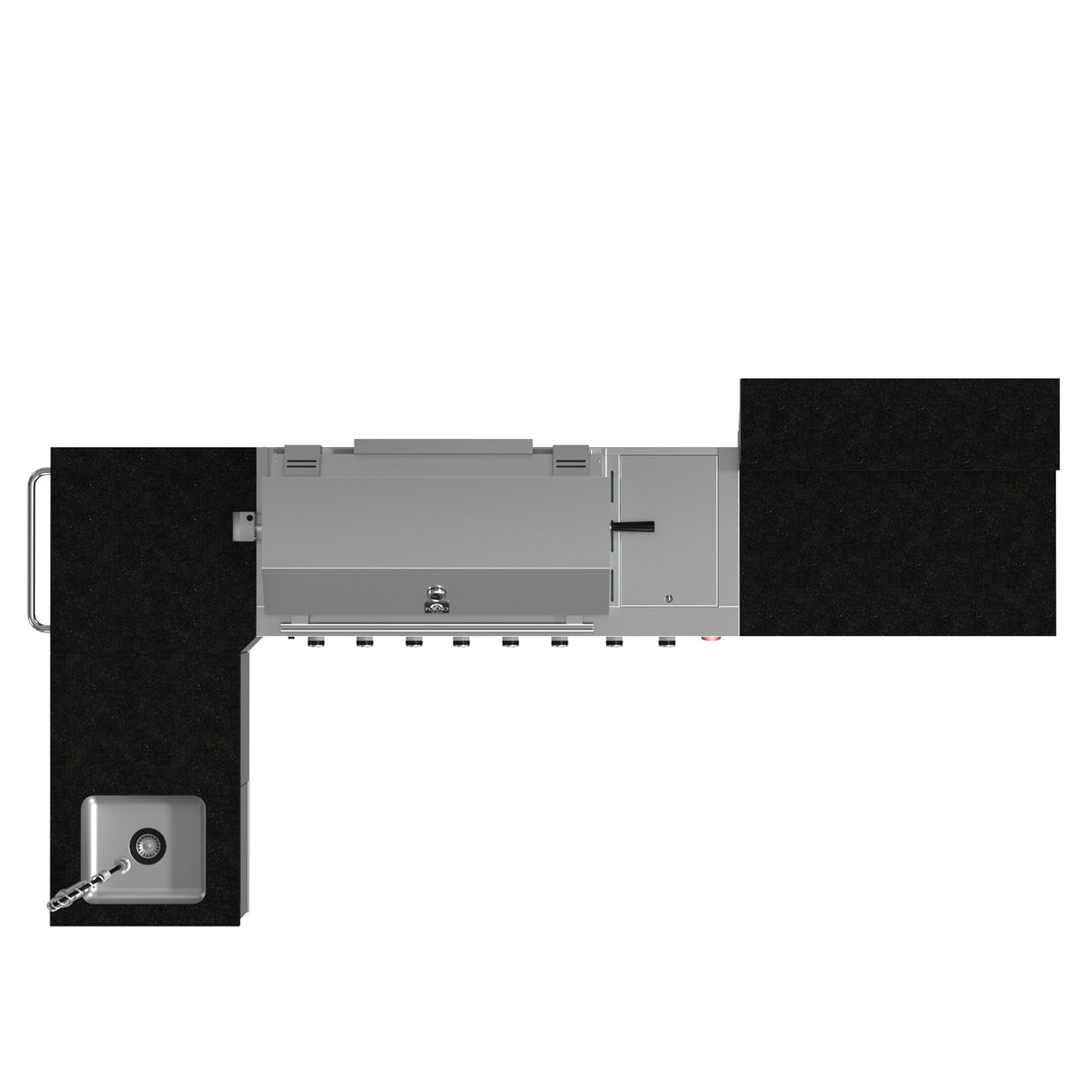 FORNO Bulnes 40-Inch BBQ, 95,000 BTU, 5 Burners, Sear & Rotisserie Infrared with Side Burner, Stainless Steel Outdoor Kitchen with 1.8 cu.ft. Beverage Center & Black Granite Countertops