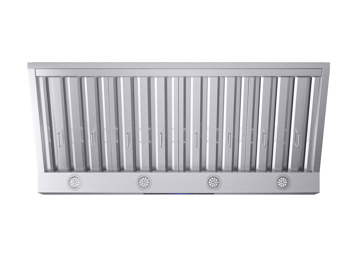 Forno Palazzo 48-Inch Wall Mounted Range Hood, Stainless Steel, Heavy Duty Baffle Filters, Remote Control