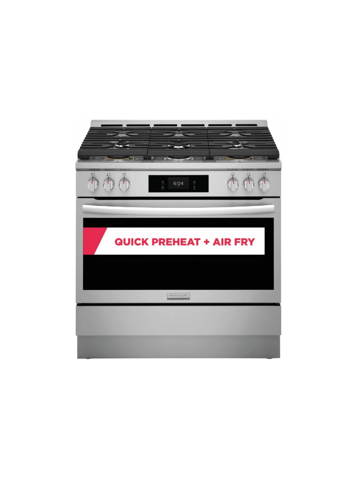 Frigidaire - Gallery 36 in. 6-Burner Slide-In Dual Fuel Range in Stainless Steel with Total Convection and Air Fry