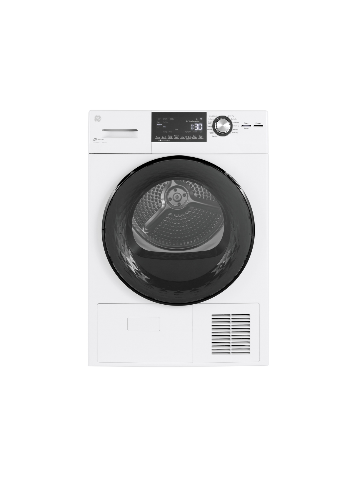 GE - 4.1 cu. ft. 240-Volt White Electric Ventless Dryer, ENERGY STAR
