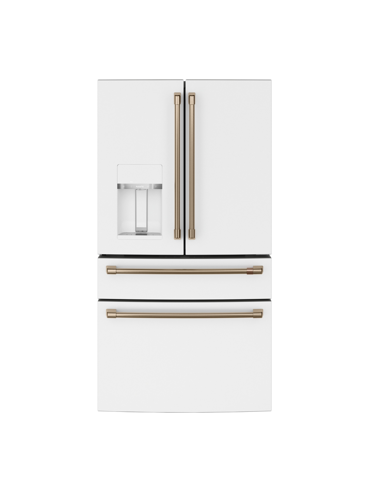 GE Cafe - 27.8 cu. ft. Smart 4- Door French Door Refrigerator with Convertible Middle Drawer in Matte White, Autofill Dispenser