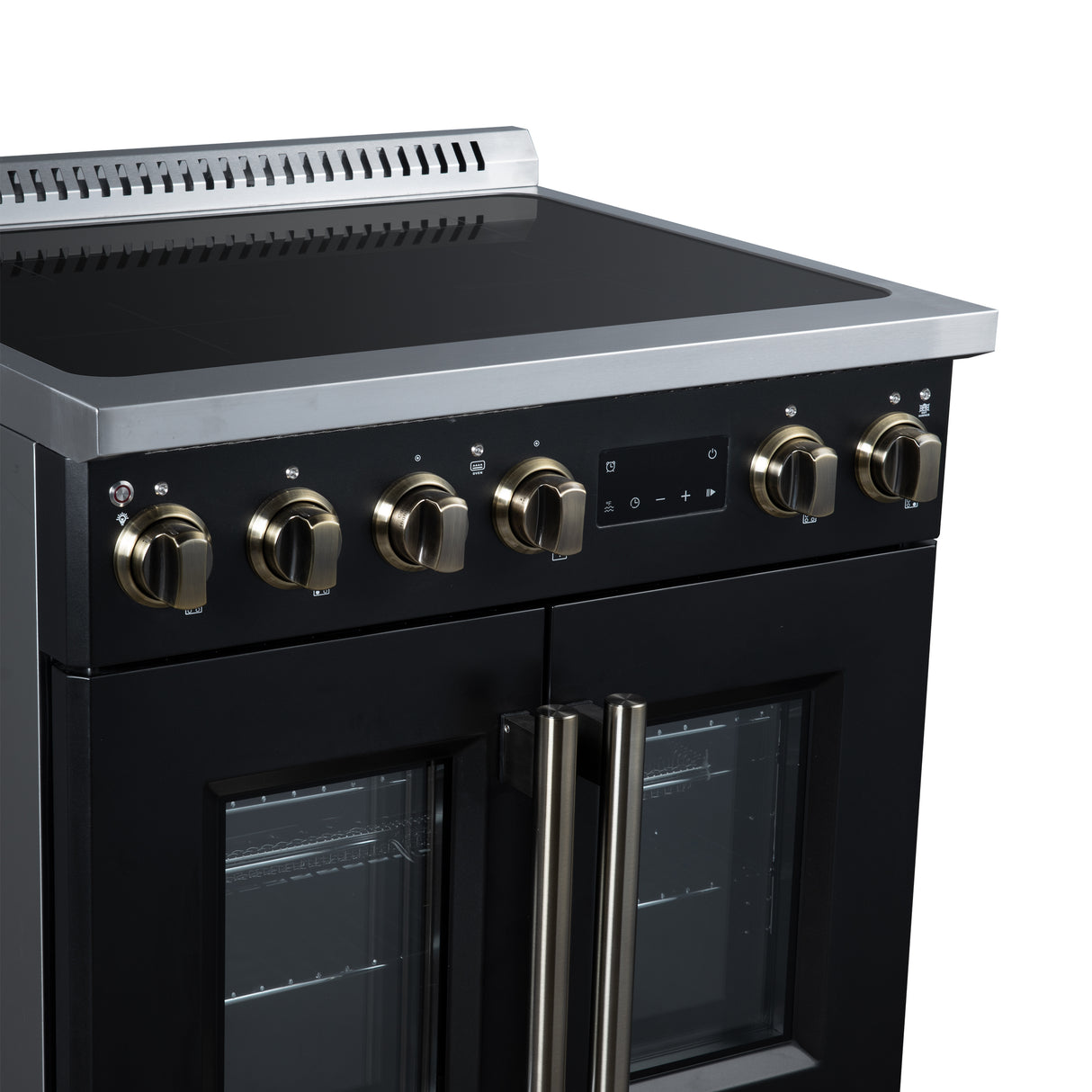 Torino French Door 30 Inch Induction Range with Air Fryer, Air Sous Vide & True Convection, Dual Broiler, Black