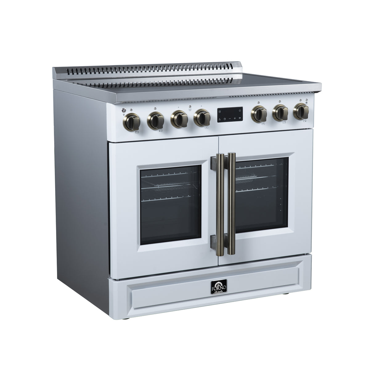Torino French Door 36 Inch Induction Range with Air Fryer, Air Sous Vide & True Convection, Dual Broiler, White