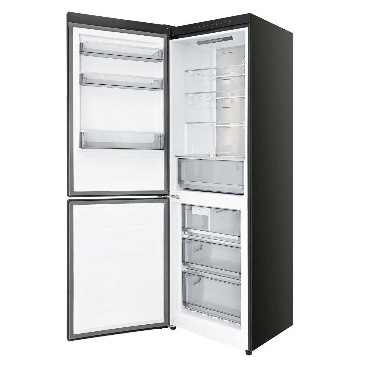 Custodia 24" Bottom Freezer, 10.3 cf., Left Swing, Ice Maker, Total No frost, Black, Antique Brass handles