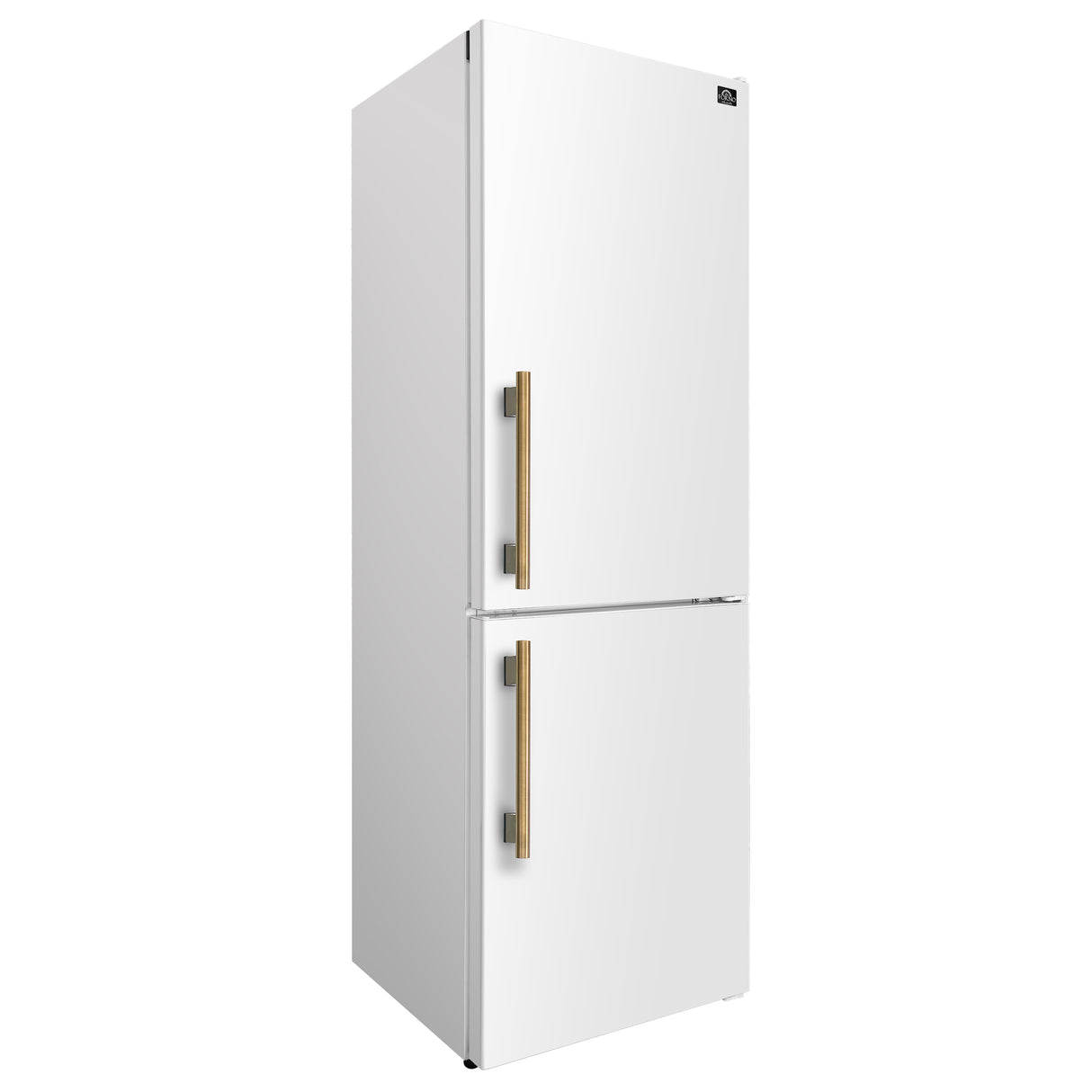 Custodia 24" Bottom Freezer, 10.3 cf., Right Swing, Total No frost, White, Antique Brass handles