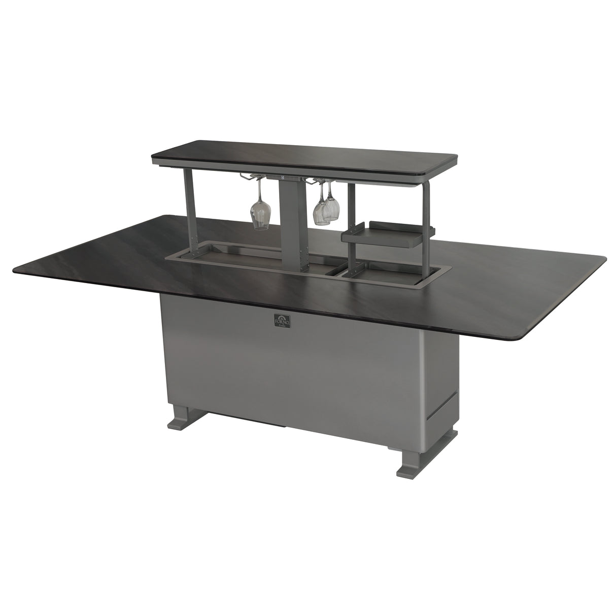 Cinetico Smart Dining Table, Midnight Marble, 5.3 cu.ft fridge and freezer with Bluetooth control