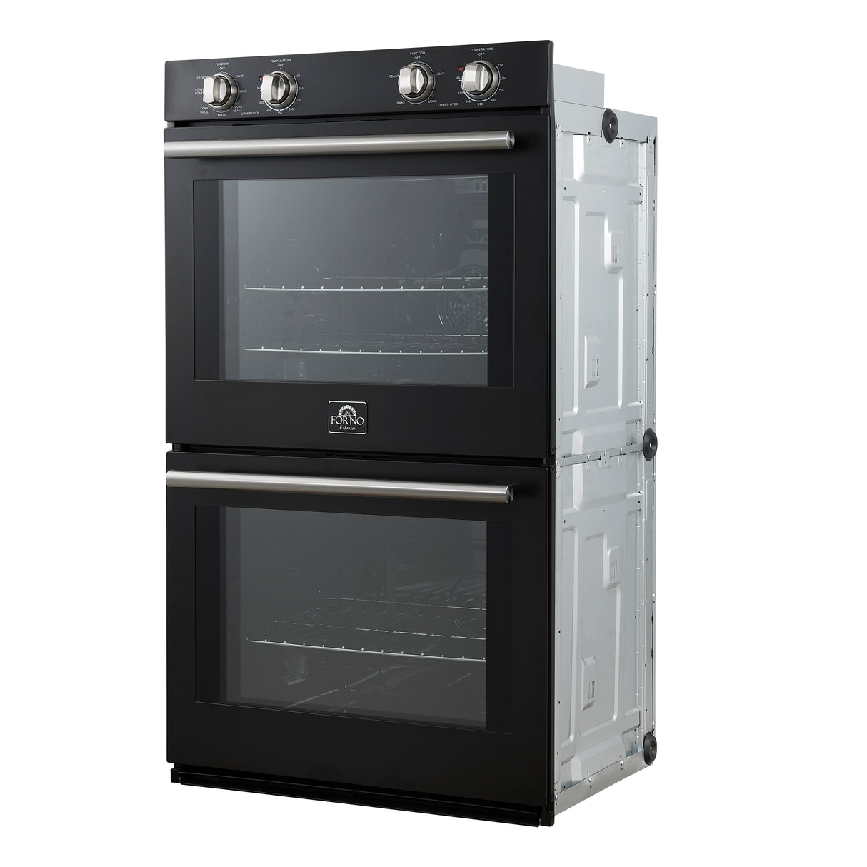 Forno Vomero 30-Inch Double Wall Oven, Black, 10 cu.ft Total Capacity, 7100W Convection, Mechanical Controls, Manuel Steam Clean