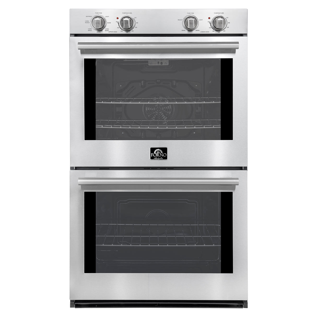 Forno Vomero 30-Inch Double Wall Oven, Stainless Steel, 10 cu.ft Total Capacity, 7100W Convection, Mechanical Controls, Self-Cleaning Function