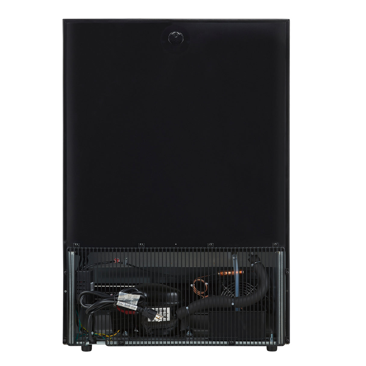 Forno Frescolino 24 Inch Beverage Cooler, Black with Antique Brass Handles, with LED Lighting, Triple Glass Door, 188 Can Capacity, Built-In or Freestanding