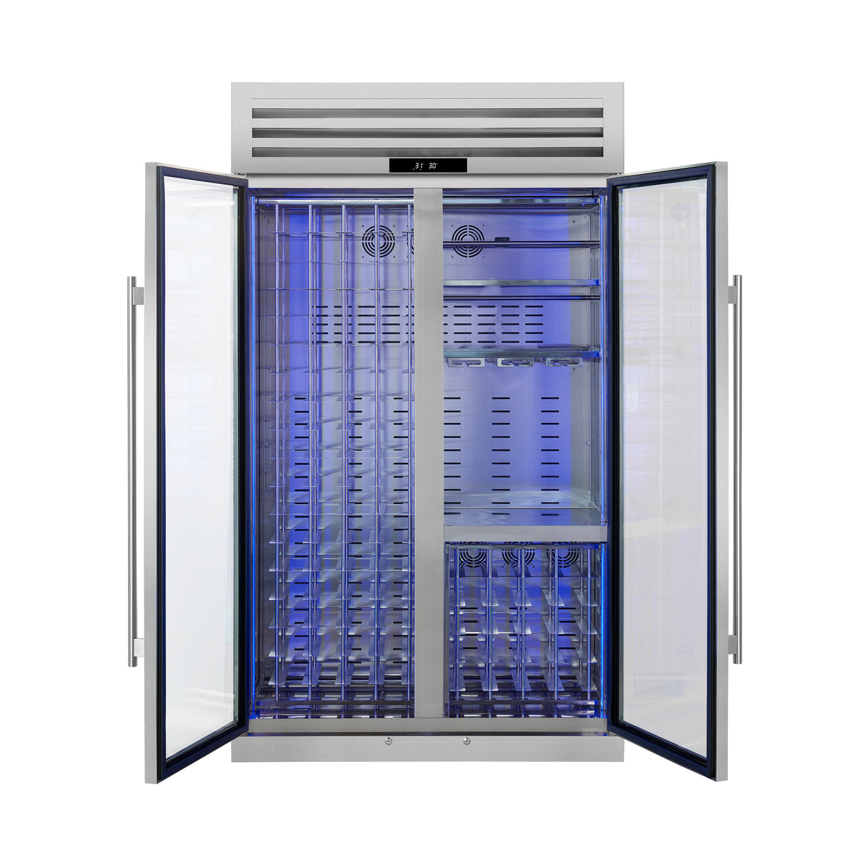 FORNO Abruzzo 48" Wine Cooler, Dual Zone, 30 cu.ft., 130 bottles, Display & Service Shelves, Stemware Racks, Rust resistant