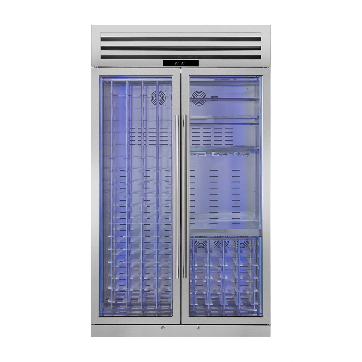FORNO Abruzzo 48" Wine Cooler, Dual Zone, 30 cu.ft., 130 bottles, Display & Service Shelves, Stemware Racks, Rust resistant