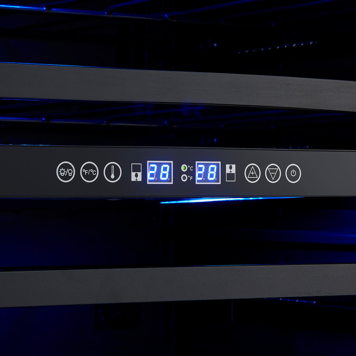 Forno Bacchino 24 Inch Wine Cooler, Black with Antique Brass Handles, with LED Lighting, Triple Glass Door, 51 Bottle Capacity, Built-In or Freestanding