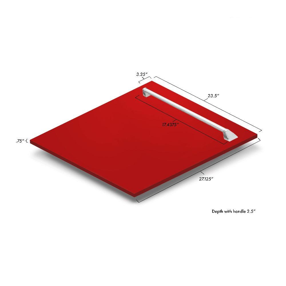 ZLINE 24 in. Tallac Series 3rd Rack Dishwasher with Red Matte Panel and Traditional Handle, 51dBa (DWV-RM-24)