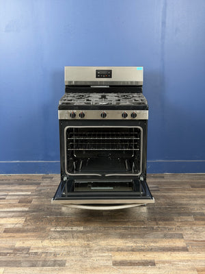Frigidaire - 30 in. 5 Burner Freestanding Gas Range in Stainless Steel with Quick Boil and Even Baking Technology
