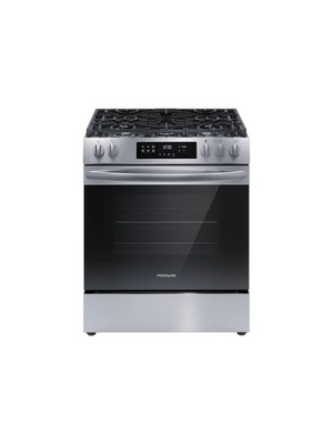 Frigidaire - 30 in. 5 Burner Front Control Gas Range with Steam Clean in Stainless Steel

