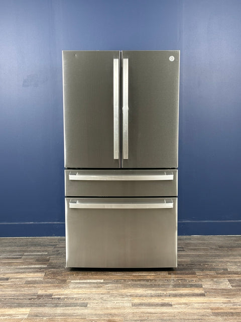 GE Profile - 36 in. 23.3 cu. ft. Smart Counter-Depth Fingerprint Resistant 4-Door French-Door Refrigerator with Door In Door