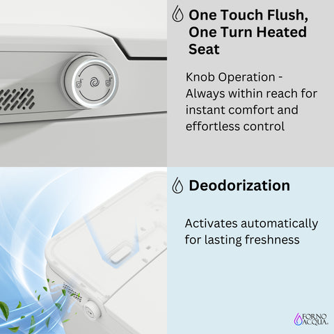 FORNO ACQUA Luxurious Smart Toilet. Includes Heated Seat, Auto Flush, Auto Lid, Powerful Flush, Ideal for Powder Rooms.
