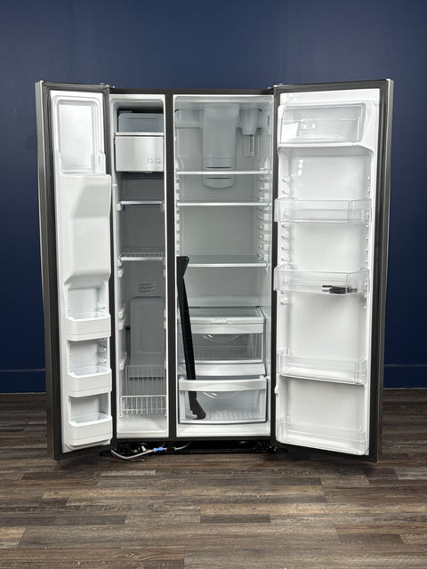 GE - 23.0 cu. ft. Side by Side Refrigerator in Fingerprint Resistant Stainless Steel, Standard Depth, ENERGY STAR