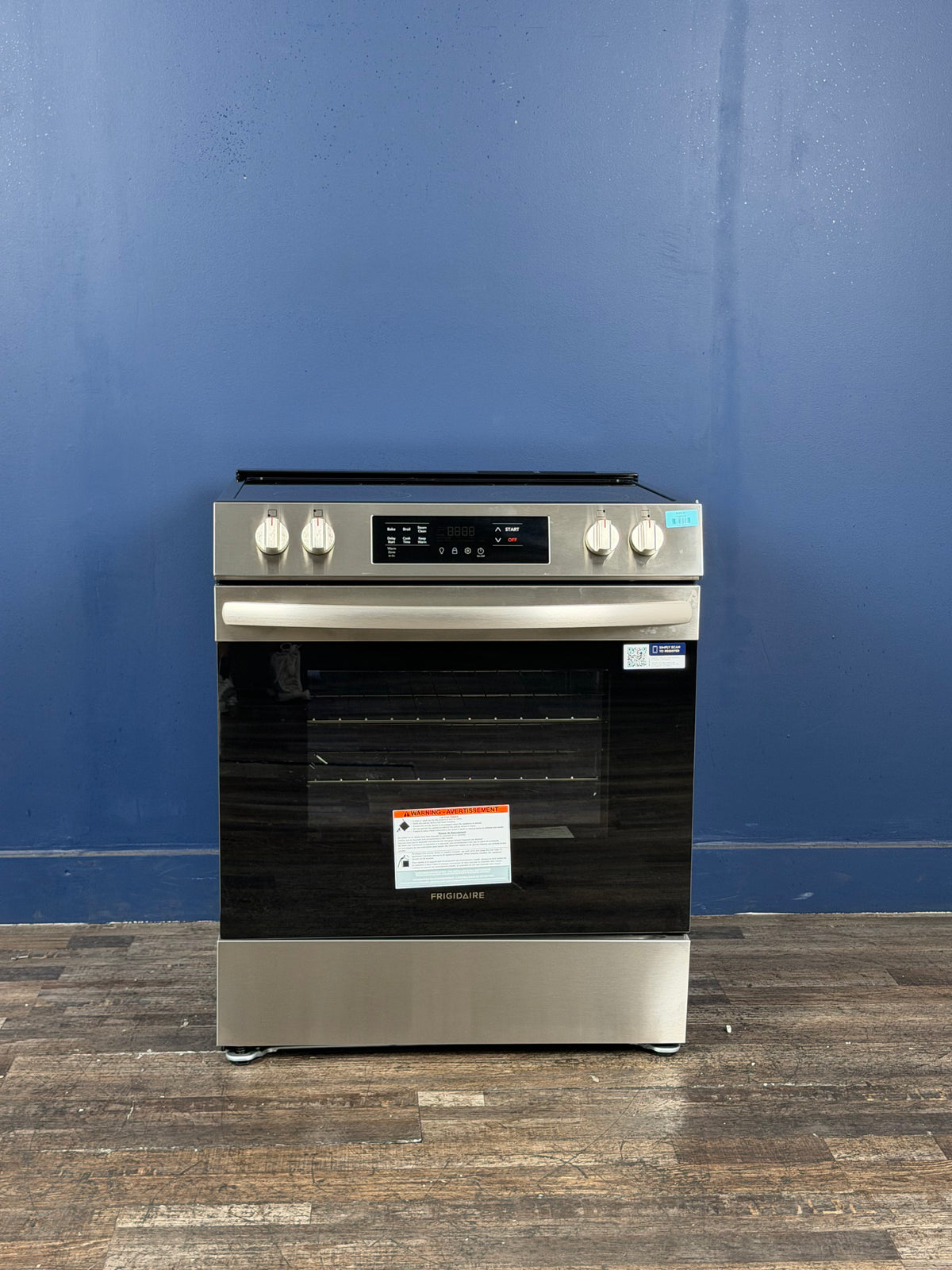 Frigidaire - 30 in. 5 Element Slide-In Front Control Electric Range with Steam Clean in Stainless Steel