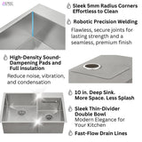 FORNO ACQUA 33 in. Drop-In/Undermount 40/60 Double Bowl Sink with Retractable Faucet & Waterfall