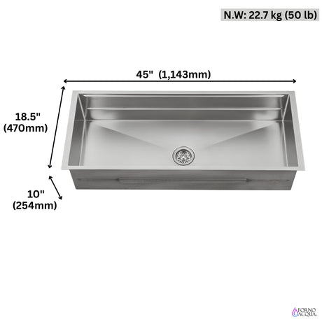 FORNO ACQUA 45 in. Undermount 3-Level Workstation MultiSINK with Custom-Fit Accessories