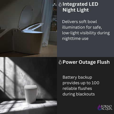 FORNO ACQUA Luxurious Super Smart Toilet. Includes Bidet, Heated Seat, Auto Flush, Auto Lid, Powerful Flush, Ideal for master bathrooms.