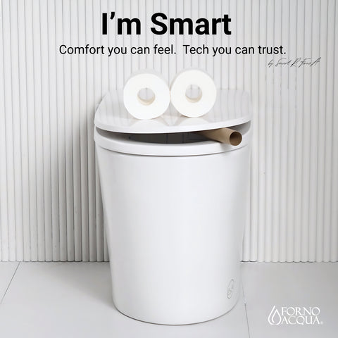 FORNO ACQUA Luxurious Smart Toilet. Includes Auto Flush, Powerful Flush, sleek tankless design Ideal for Powder Rooms.