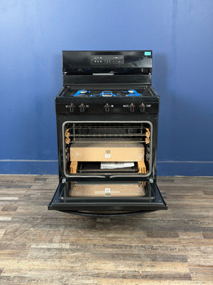Frigidaire - 30 in 5 Burner Freestanding Gas Range in Black with Quick Boil and Steam Clean