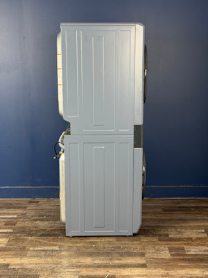 Electrolux - 4.4 cu. ft. . Stacked Washer and 8 cu. ft. Electric Dryer Laundry Tower in Blue Denim with LuxCare Wash