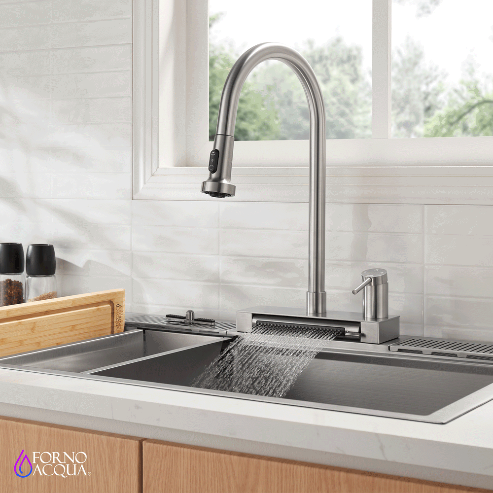 FORNO ACQUA 4 Function Waterfall  Pull-Down Kitchen Faucet